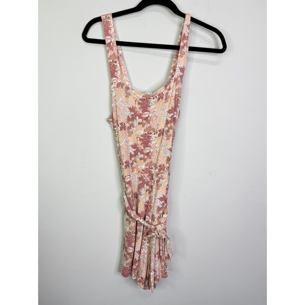 Kate Quinn Bamboo Retro Tie Short Jumpsuit Romper Mod Leaf Pink Size Small - Picture 2 of 4